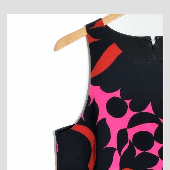 Ann Taylor Plus Size Shift Dress Sleeveless Retro Print Black Bright Pink Sz 16 - Picture 9 of 16